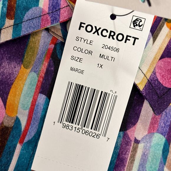 Foxcroft Margie Plus Multicolor Prism Long Sleeve Shirt NWT Size 1X - Picture 4 of 8